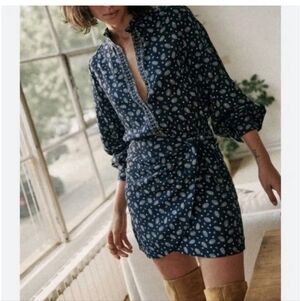 Sezane Capri Dress In Bandeau Blue